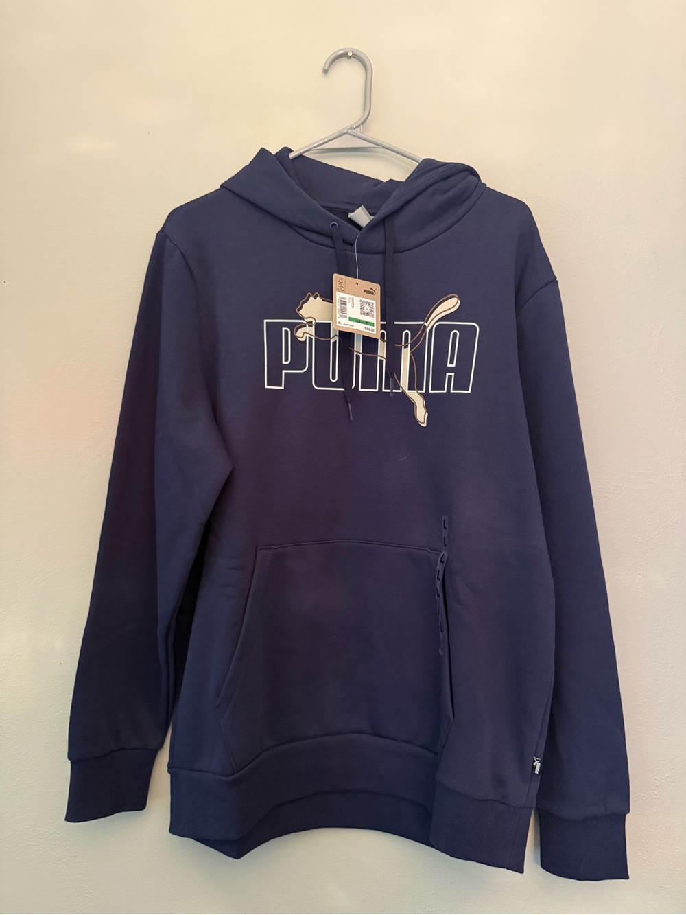 Puma Men's Navy Crewneck Logo Hoodie